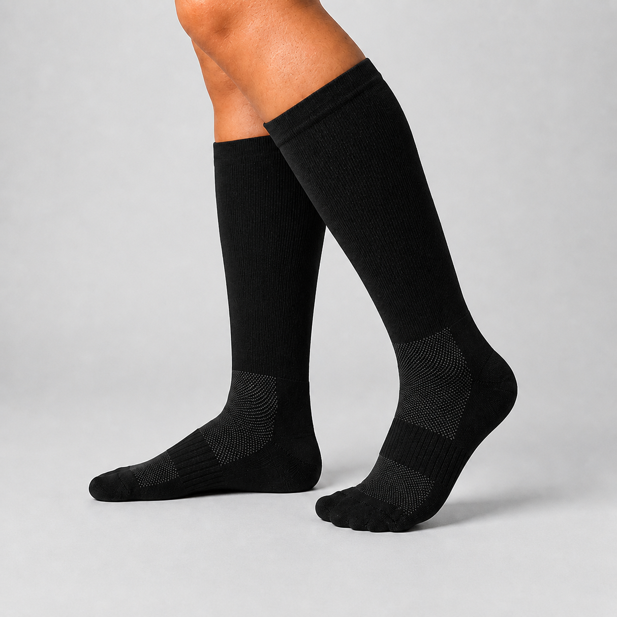 Meia Corrida Poliamida Cano Alto - Preto